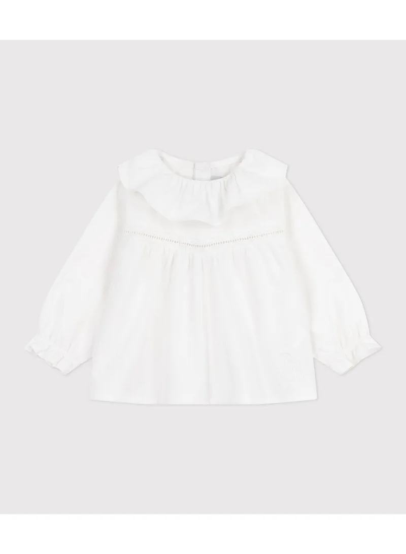 بيتي باتو بلوزة قطنية بأكمام طويلة وياقة مطرزة للأطفال