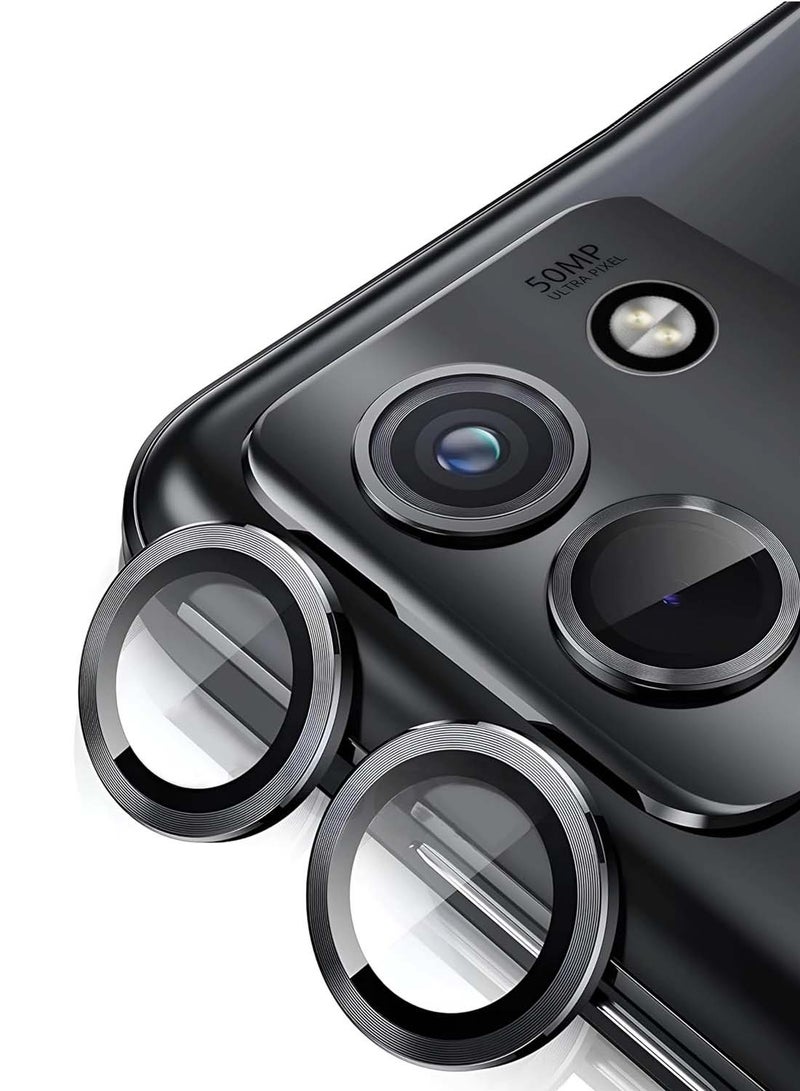 Wtech Motorola Edge 50 5G 2024 Premium Alloy Ring Camera Lens Tempered Glass Protector Shield (MLGITR) - Black - Image 1