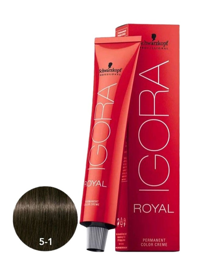 Schwarzkopf Professional - إيجورا رويال 5-1 بني فاتح رمادي لون شعر دائم 60 جرام - Image 1