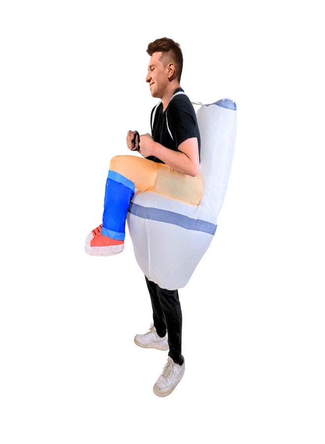 PTS Inflatable Costume Adult, Blow Up Ride On Toilet Costume for Halloween Inflatables Cosplay Party - Image 1