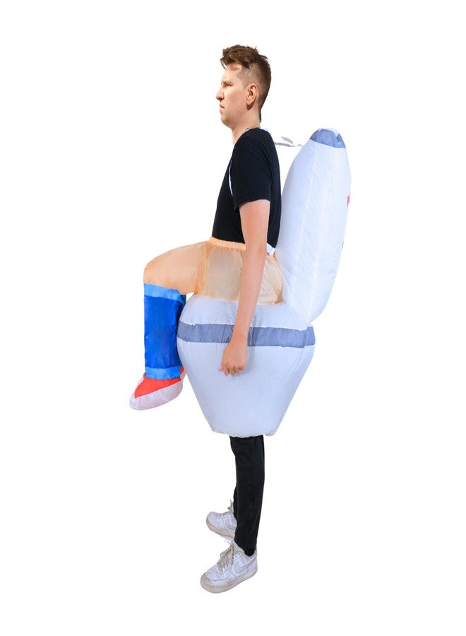 PTS Inflatable Costume Adult, Blow Up Ride On Toilet Costume for Halloween Inflatables Cosplay Party - Image 3