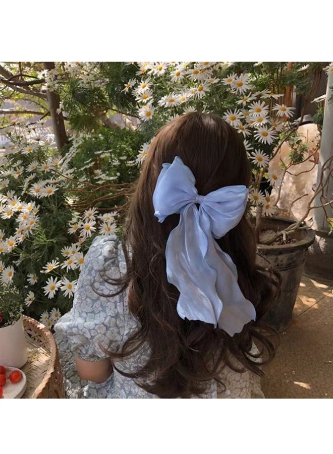 QINGYAN 3-Piece Gauze Cute and Beautiful Bow Hair Accessories for Women Girls (Blue + Pink + Apricot) - Image 4