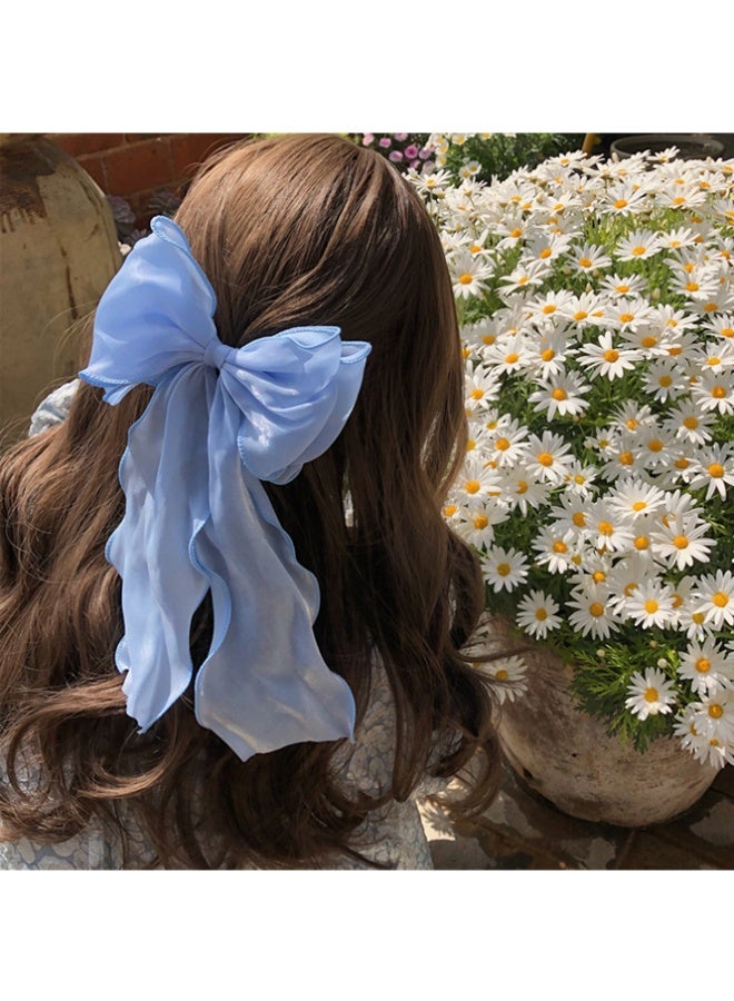 QINGYAN 3-Piece Gauze Cute and Beautiful Bow Hair Accessories for Women Girls (Blue + Pink + Apricot) - Image 5
