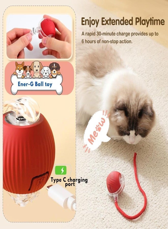 FOMQUAZLI Pet Ball Automatic Toy - Cat/Dog Toys For Indoor Smart Silicone Rolling Ball With Tail,Obstacle Avoidance And Motion Activated,Kitten Toys For Bored Indoor Adult Cats & Dogs (CAT BALL GREEN) - Image 3