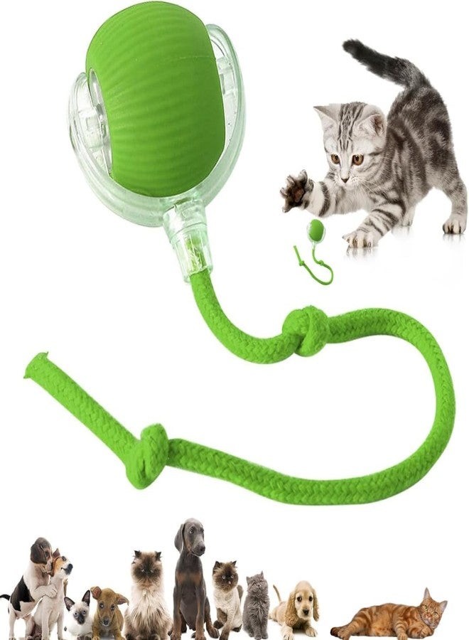 FOMQUAZLI Pet Ball Automatic Toy - Cat/Dog Toys For Indoor Smart Silicone Rolling Ball With Tail,Obstacle Avoidance And Motion Activated,Kitten Toys For Bored Indoor Adult Cats & Dogs (CAT BALL GREEN) - Image 1