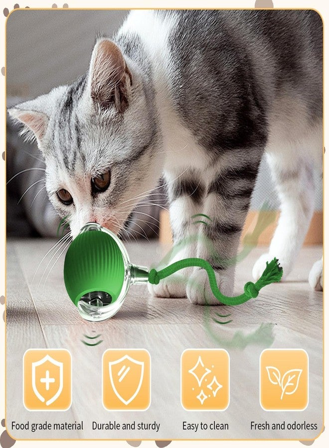 FOMQUAZLI Pet Ball Automatic Toy - Cat/Dog Toys For Indoor Smart Silicone Rolling Ball With Tail,Obstacle Avoidance And Motion Activated,Kitten Toys For Bored Indoor Adult Cats & Dogs (CAT BALL GREEN) - Image 2