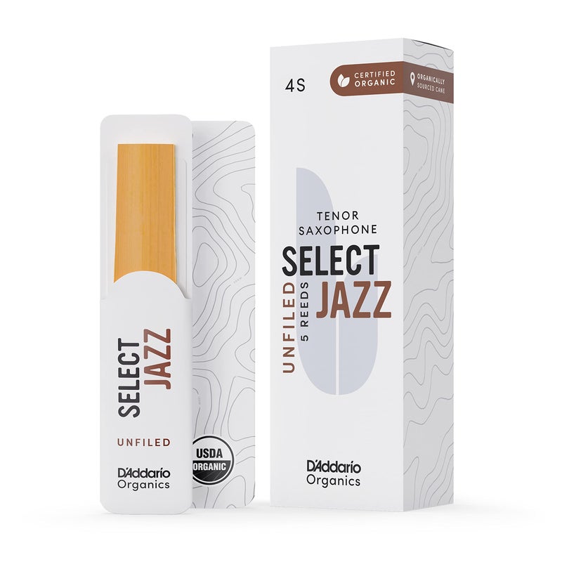 D'Addario DAddario Organic Select Jazz Unfiled Tenor Saxophone Reeds Sax Reeds Individually Sealed 4 Soft 5 Pack - Image 2