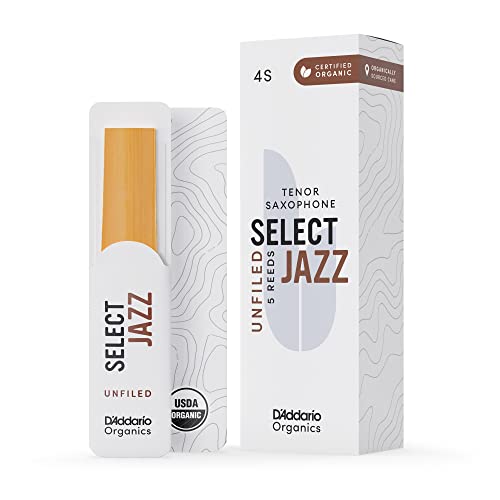 D'Addario DAddario Organic Select Jazz Unfiled Tenor Saxophone Reeds Sax Reeds Individually Sealed 4 Soft 5 Pack - Image 1