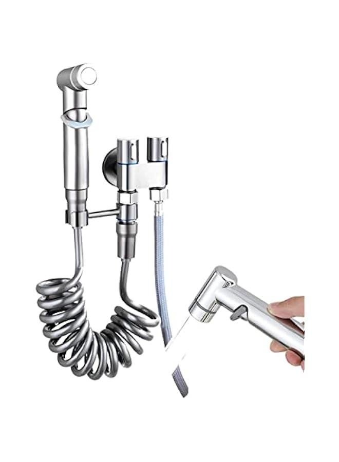 1-In-2-Out Dual Control Valve, Bathroom Faucet Double Handle Dual Control, Dual Control Valve for Bidet and Shower (dual control valve with faucet,silver) - Image 1