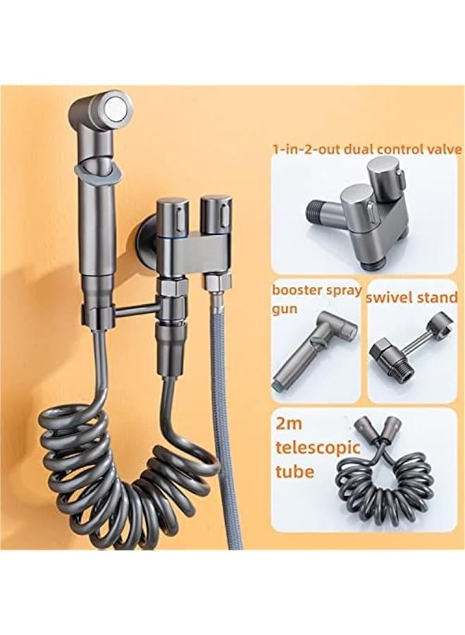 1-In-2-Out Dual Control Valve, Bathroom Faucet Double Handle Dual Control, Dual Control Valve for Bidet and Shower (dual control valve with faucet,silver) - Image 3