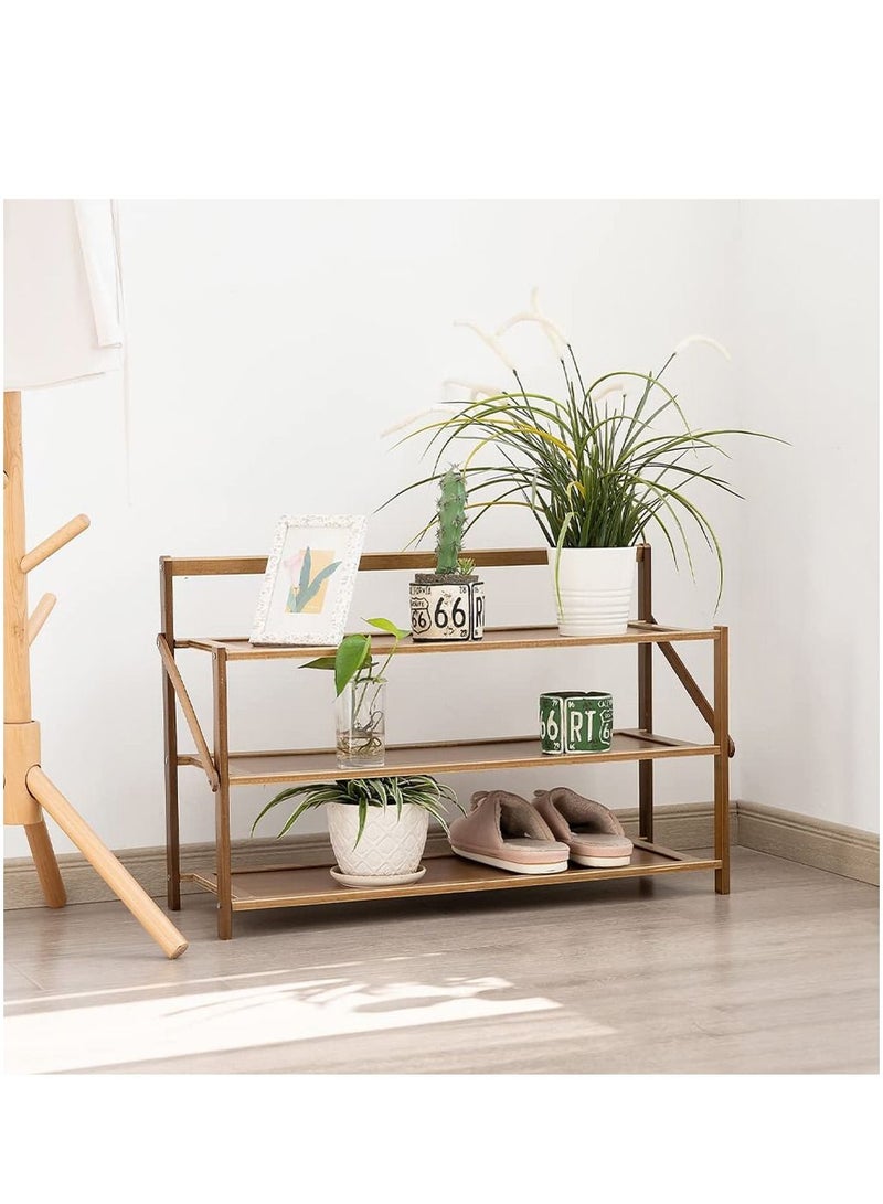 LINGWEI Wooden Foldable Shoe Rack Brown 70x45x23.8cm - Image 2