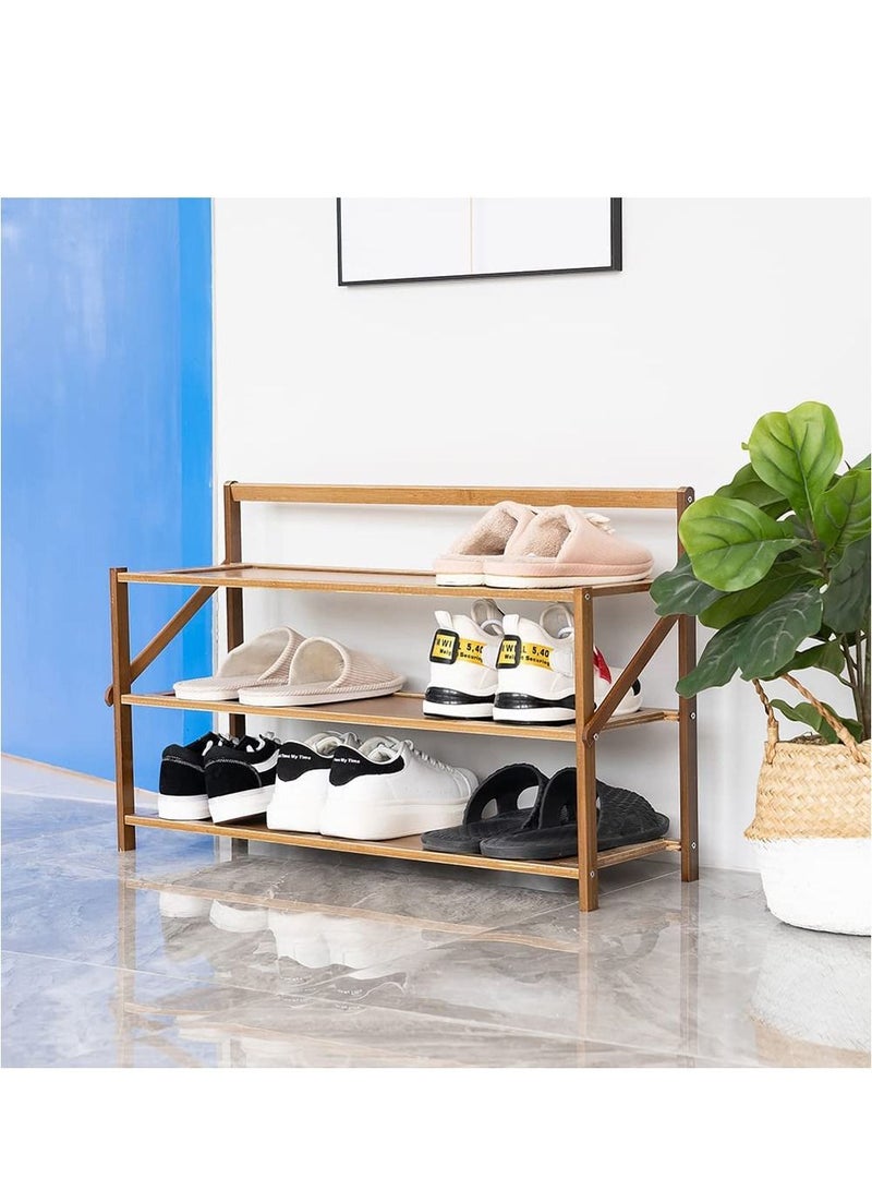 LINGWEI Wooden Foldable Shoe Rack Brown 70x45x23.8cm - Image 3