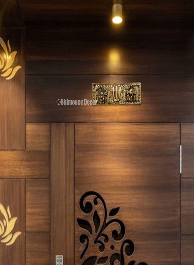 Bhimonee Decor by Modern Gift Centre | Pure Brass Shanku Chakra Hanging Wallplate | 7.75 x 2.5 Inches | 500gm Weight | Traditional Spiritual Wall Decor for Home, Temple, and Office - Image 3