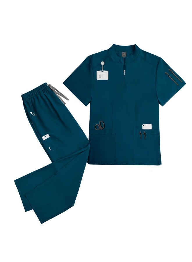 NIBEMINENT Short Sleeve Shirt Doctor Uniform Surgical Gown Women's Beauty Surgery Room Hand Scrub Suit Elastic Quick-Dry Unisex - Image 1