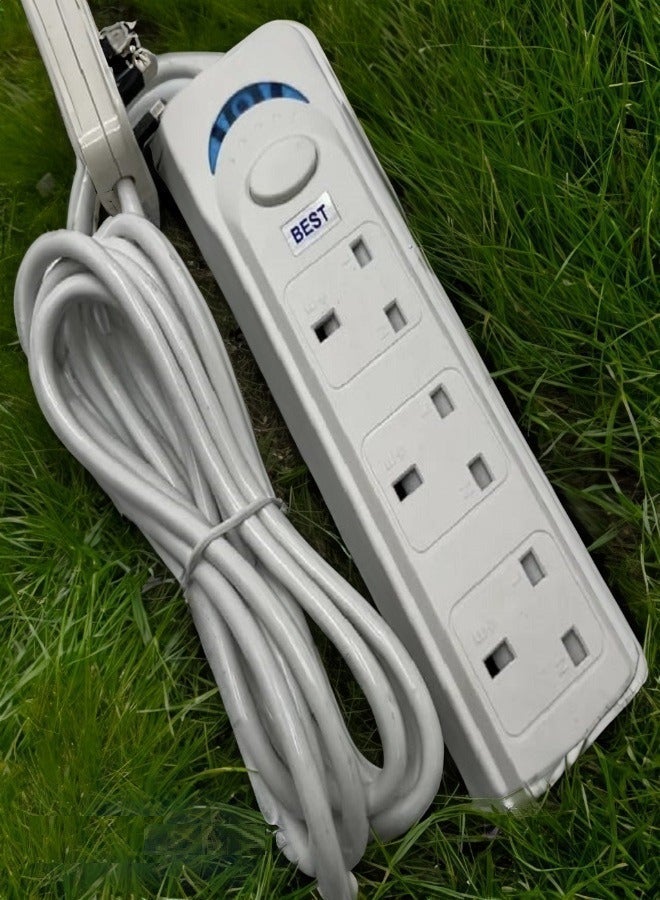 Best 5 Meter Best Power Strips Extension Cord | 3 Sockets Universal Plug Adapter with 5 Meter Bold Extension Cable | Power Socket | Extension Board | Extension Cable | Extension Socket (White) - Image 5