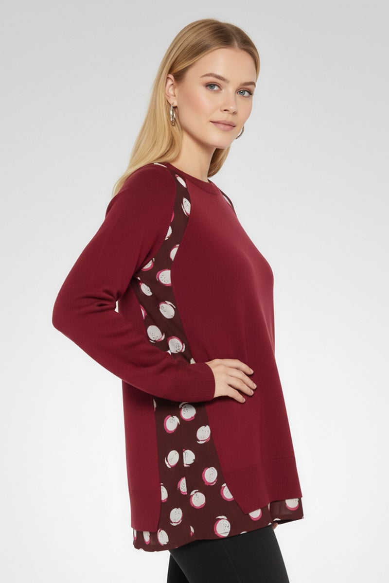 STELLA MCCARTNEY Women Round Neck Long Sleeves Textured Sweater, Maroon - Image 3
