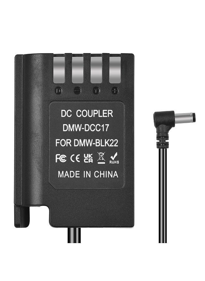ANDOER - DMW-DCC17 Dummy Battery with DC Male Connector Straight Cable DC to DMW-BLK22 Dummy Battery Coupler Accessory Replacement for Panasonic LUMIX S5 DC-S5 DC-S5K DC-S5GK GH6 Cameras - Image 1