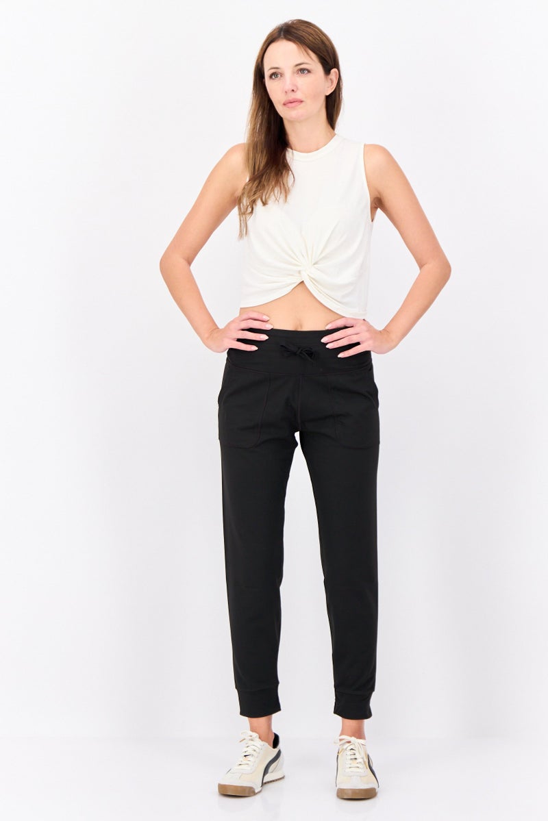 Hype Women Regular Fit Plain Jogger Pants, Black - Image 3