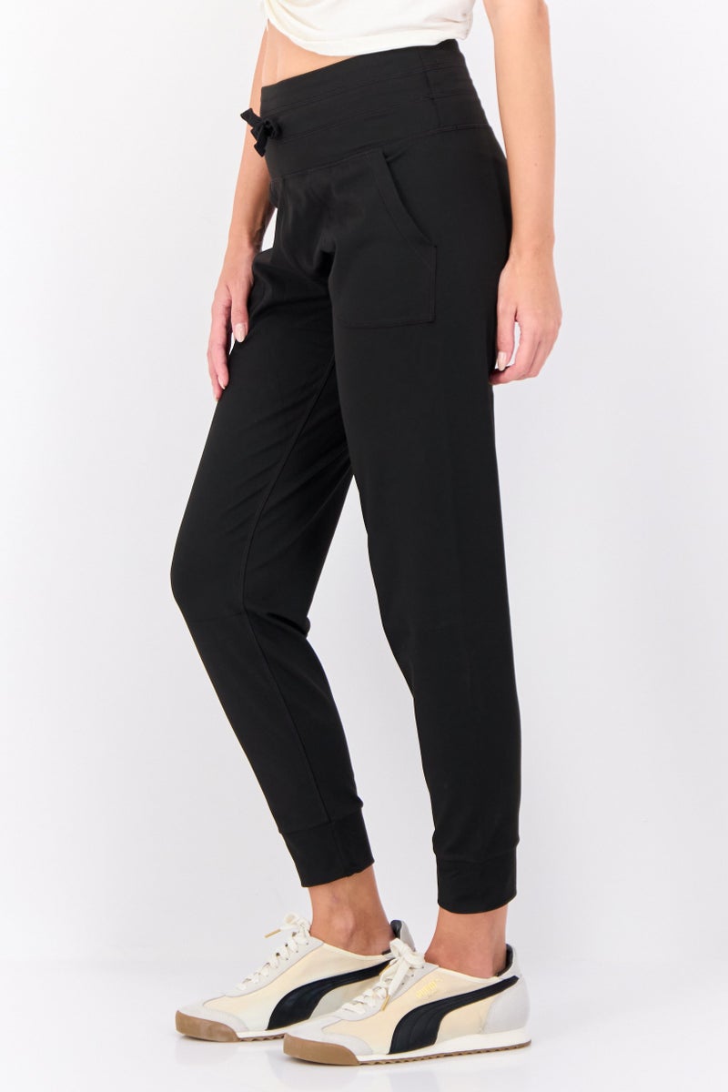 Hype Women Regular Fit Plain Jogger Pants, Black - Image 4
