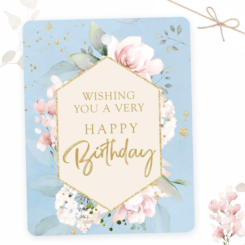 Chic a Choc Happy Birthday Gift Tags. 50 Tags in a Beautiful Watercolour Floral Design. with Jute String. Attach to Gifts, Cake Boxes. - Image 3
