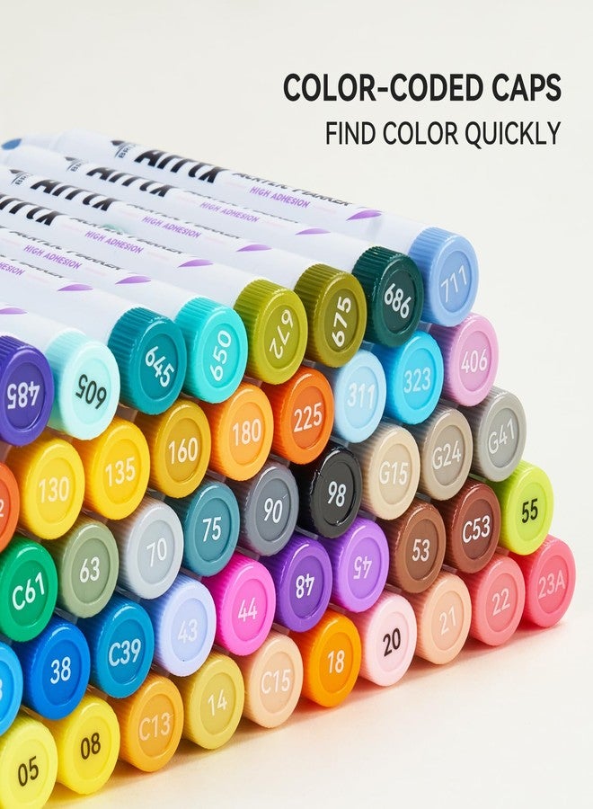 Arrtx 60 Colors Acrylic Paint Pens, Paint Markers Pens, for Artists Adults Coloring Drawing Scenery Landscape Natural- Brush Tip for Rock Painting, Wood, Canvas, DIY Crafts Making Art Supplies-60C - Image 2