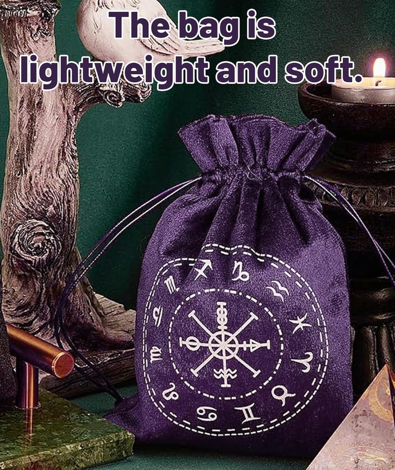 Buildcon Dice Bag for Tarot Deck Storage, Velvet Tarot Accessories, Black and Purple Tarot Card Pouch with Drawstring, (13 * 18cm/5.11 * 7.08in) Gift Bag for Tarot Accessories - Image 3