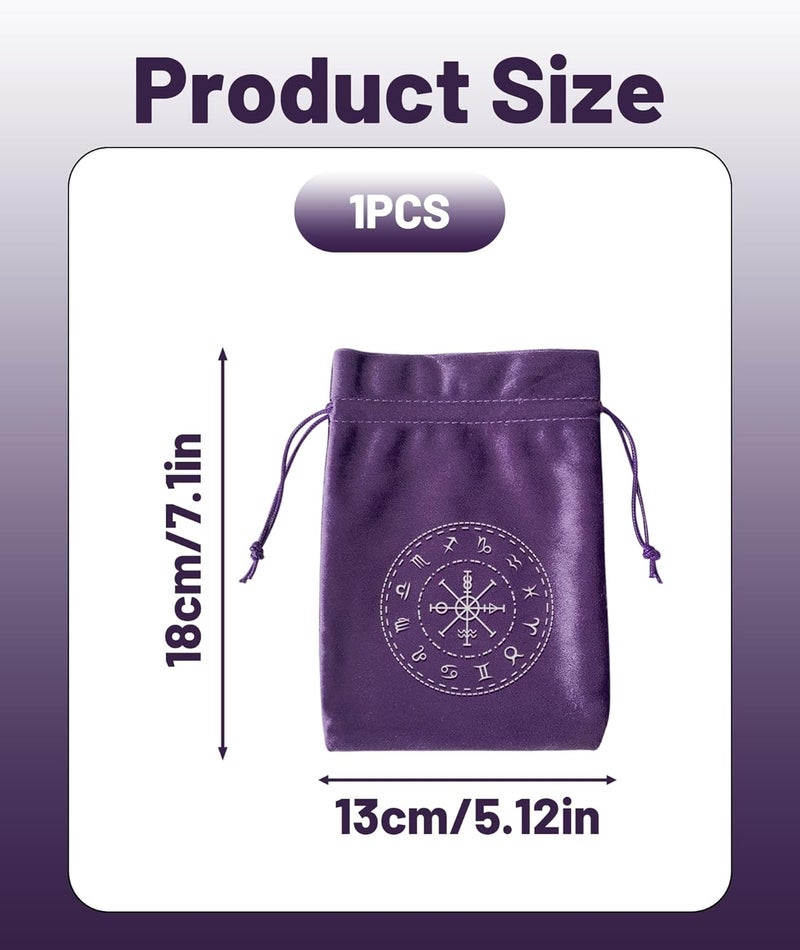 Buildcon Dice Bag for Tarot Deck Storage, Velvet Tarot Accessories, Black and Purple Tarot Card Pouch with Drawstring, (13 * 18cm/5.11 * 7.08in) Gift Bag for Tarot Accessories - Image 2