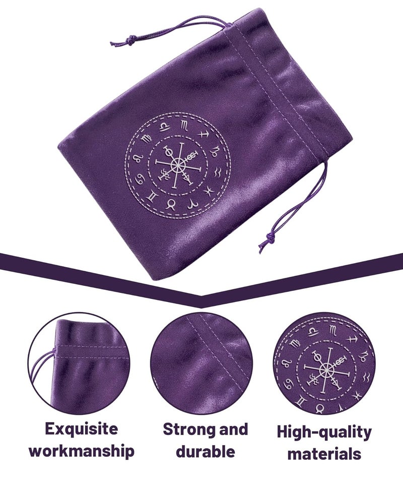 Buildcon Dice Bag for Tarot Deck Storage, Velvet Tarot Accessories, Black and Purple Tarot Card Pouch with Drawstring, (13 * 18cm/5.11 * 7.08in) Gift Bag for Tarot Accessories - Image 4