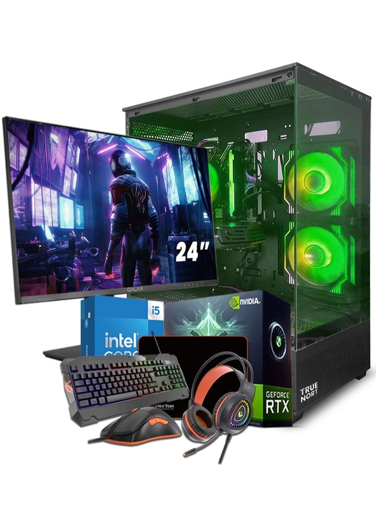 Truenort Titanic Fury  All In One Bundle Gaming PC,  Intel Core i5-11400F  Processor (CPU) | RTX 3060 12GB Graphics Card (GPU) | 16GB RAM Memory | 1TB  SSD Storage | 24" FHD Monitor | Keyboard, Mouse & Headphone Set |Built- In WiFi | Windows 11 Pro | TrueNort RGB Gaming Case Black  - Image 1