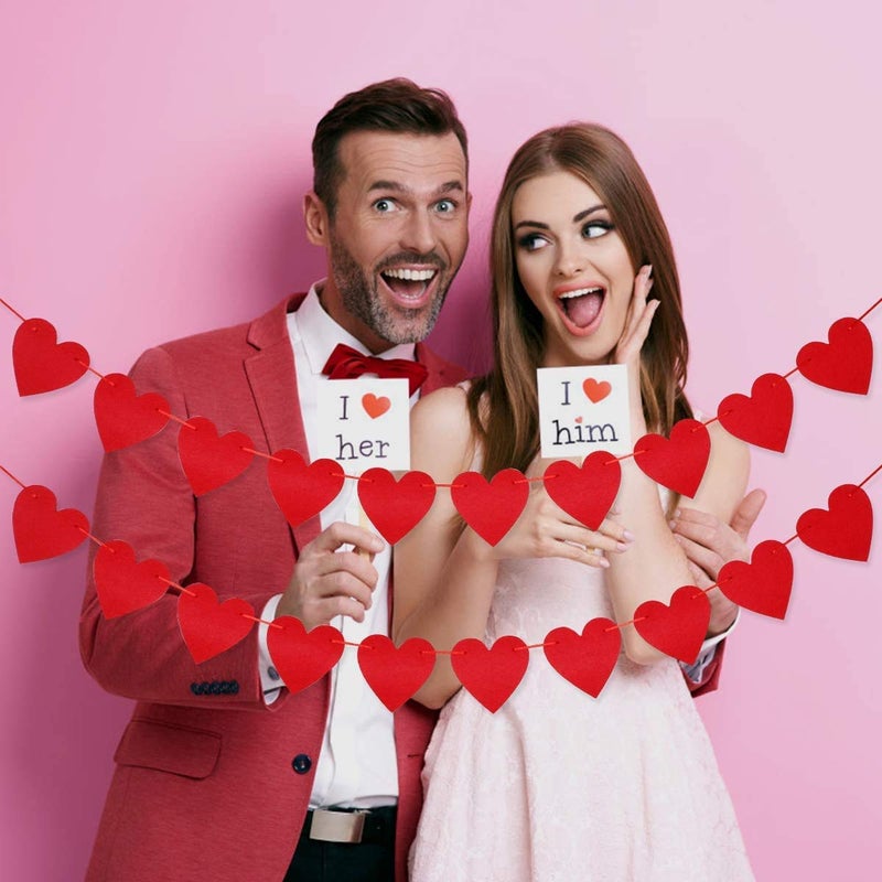 Incrizma Incrizma Red Felt Heart Garland for Valentines Day Decor 4 Strings Valentine Garland for Valentines Day Decoration Banner for Romantic Decorations Special Night RedHorizontal 40pcs  - Image 3
