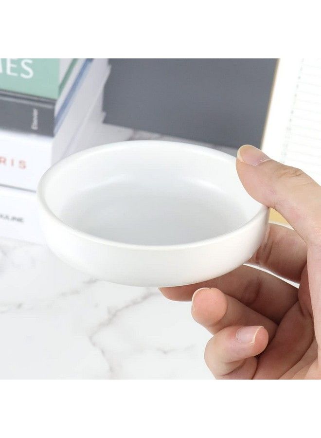 MEI YI TIAN Small Ceramic Paperclip Holder For Desk Round Paper Clip Holder Push Pin Organizer Macaron White Paper Clip Dispenser Desktop Organizer Cute Storage Plate Desk Accessories - Image 4