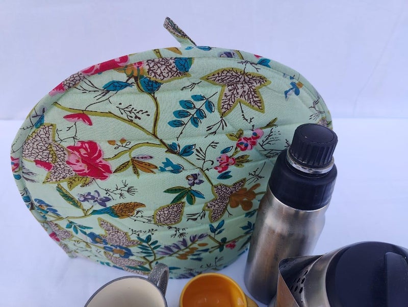 Malan Bai Mandala Tea Cozy Cover Hand Block Winter Tea Cozy Cotton Tea Kettle Warmer Pot Cover Hot Coffee Cover Handamde Kitchen Décor Brand: Malan Bai (Pattern 23) - Image 3