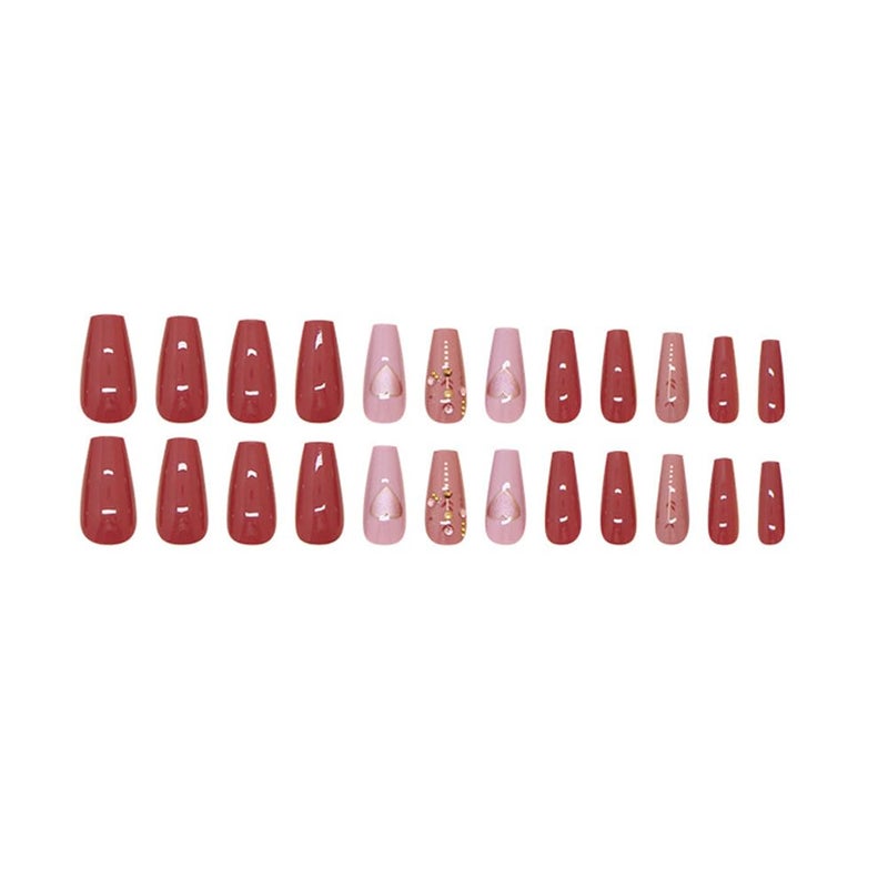 WAFOLOZE 24Pcs Valentines Press On Nails Medium Square - Heart Press On Nail, Valentines Fake Nail with Heart⋄ Glossy Design, Artificial Valentines Nails Stick On Nail for Womenï¼ˆSimplicity ï¼‰ - Image 5