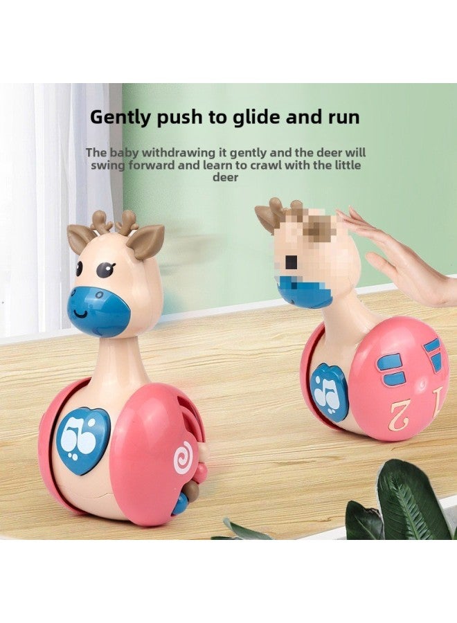 Sliding Fawn Tumbler Baby Soothing Puzzle Early Education 0-3 Years Old Baby Crawling Guide Enlightenment Children's Toys-Color:Blue Deer Sliding Tumbler  - Image 5