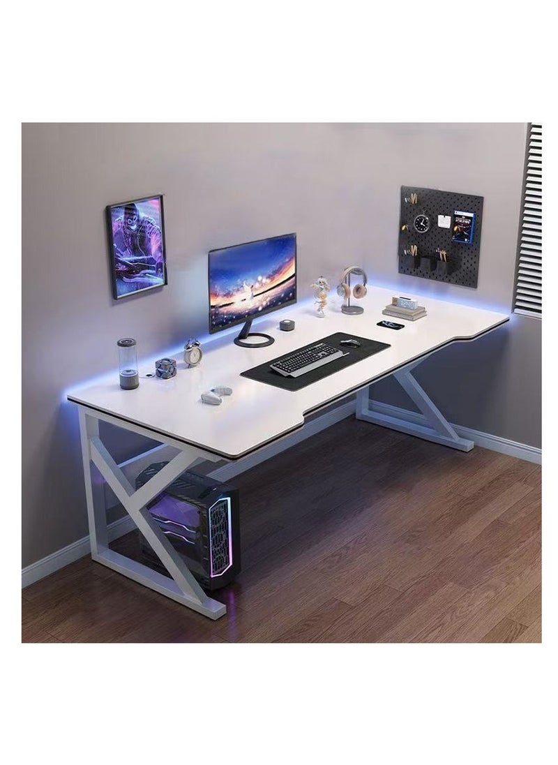 Desktop Computer Desk, K-Type White Computer Desk，Simple Game Table for Home Bedroom Table, Student Writing Study Table, Ergonomic Large Gaming Desk Computer Desk K-Shaped Gaming Table PC Gaming Workstation Home Office Desks Space-saving Easy to Assemble(white,120 * 60cm)