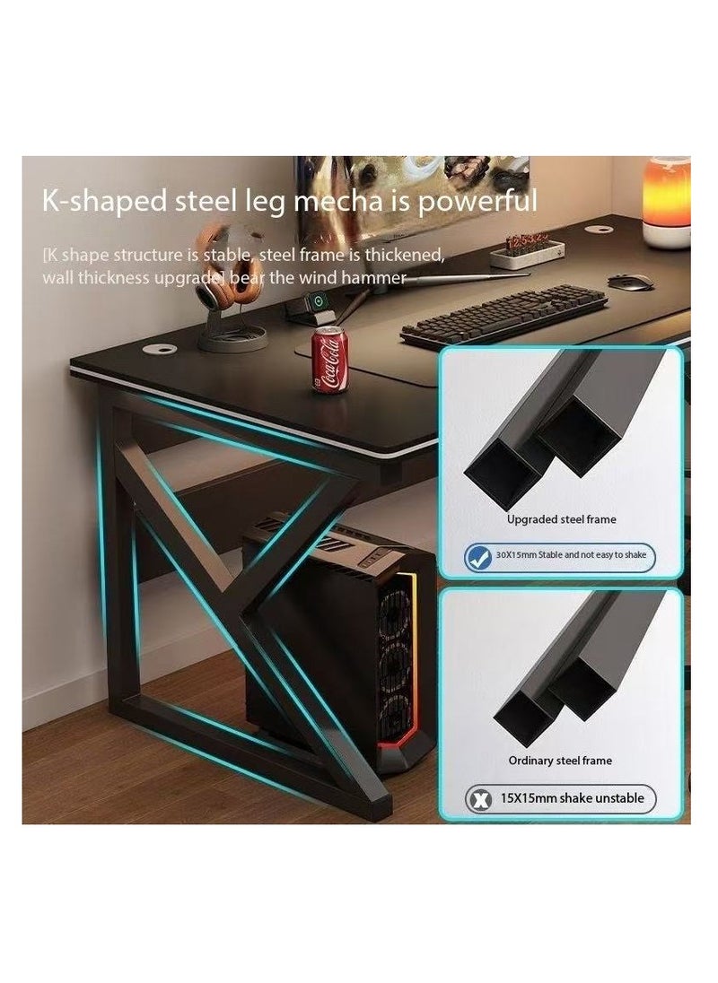 Desktop Computer Desk, K-Type White Computer Desk，Simple Game Table for Home Bedroom Table, Student Writing Study Table, Ergonomic Large Gaming Desk Computer Desk K-Shaped Gaming Table PC Gaming Workstation Home Office Desks Space-saving Easy to Assemble(white,120 * 60cm)