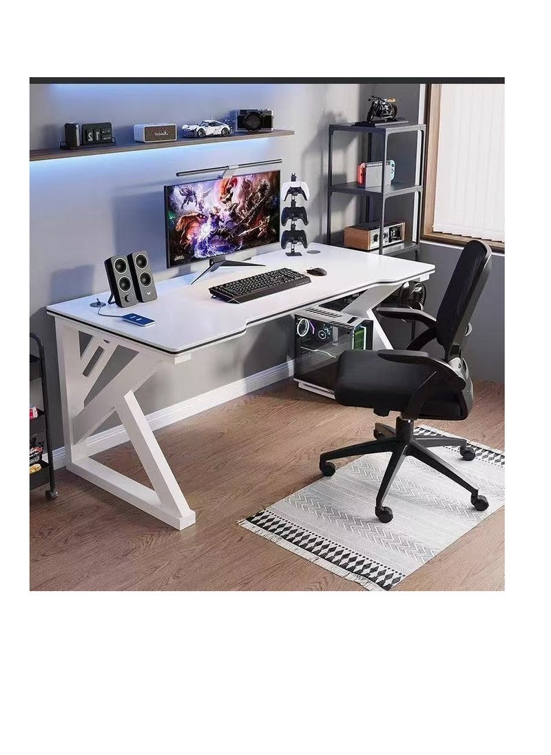 Desktop Computer Desk, K-Type White Computer Desk，Simple Game Table for Home Bedroom Table, Student Writing Study Table, Ergonomic Large Gaming Desk Computer Desk K-Shaped Gaming Table PC Gaming Workstation Home Office Desks Space-saving Easy to Assemble(white,120 * 60cm)