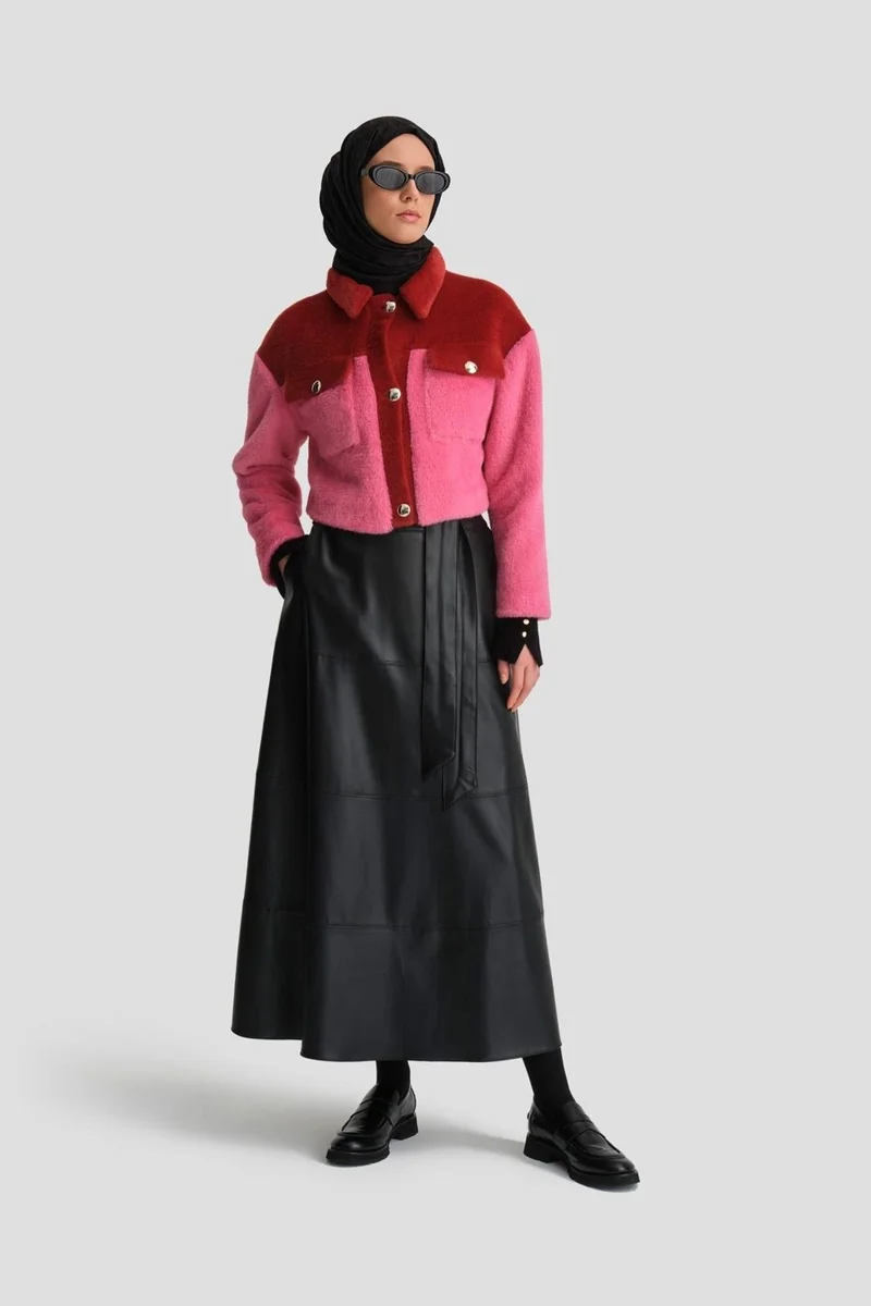ARMINE Tied Leather Skirt 24K1706 Black