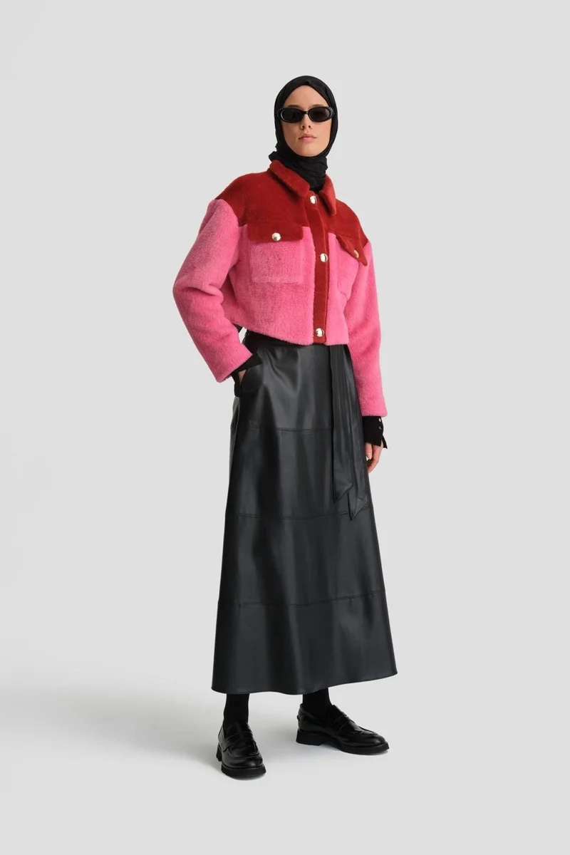 ARMINE Tied Leather Skirt 24K1706 Black