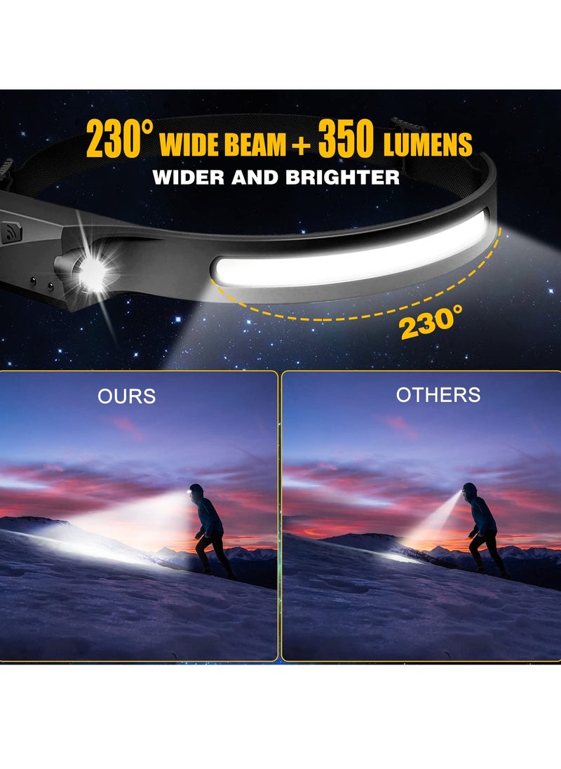 Headlamp Rechargeable 2PCS, 230° Wide Beam Head Lamp LED with Motion Sensor for Adults - Camping Accessories Gear, Waterproof Head Light Flashlight for Hiking, Running, Repairing, Fishing, Cycling - pzsku/Z9C3AFFDACD6C4271590BZ/45/_/1700710719/337efdcf-0187-4e52-9fc6-6ded21d74776