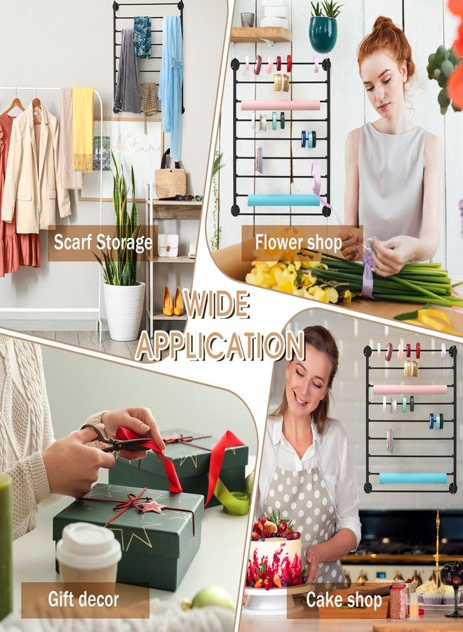 Menkxi 9 Tier Wall Mounted Ribbon Organizer Wrapping Paper Organizer Storage Ribbon Rack Holder for Sewing Craft Mesh Thread Tape Wreath Crochet Craft Room Flower Shop Mother's Day Gift - Image 4