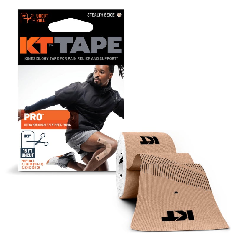 KT Tape, Pro Synthetic Kinesiology Athletic Tape, 16’ Uncut Roll, Stealth Beige - Image 1
