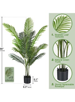SKY-TOUCH Artificial Tree Fake Plants: 140cm Areca Palm Fake Trees Faux Plants Indoor Realistic Plants for Office Home Room Store Decor  - Image 4