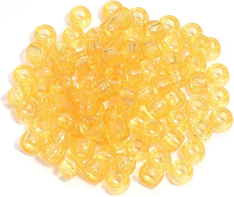 Pony Beads 2000pcs 6x9mm Colorful Fashion Big Hole Acrylic Beads DIY Bracelet Necklace for Hair Braiding, DIY Crafts, Kandi Jewelry, Key(Yellow) - Image 1