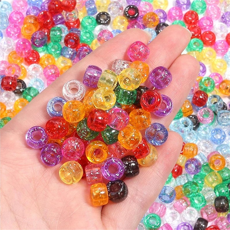 Pony Beads 2000pcs 6x9mm Colorful Fashion Big Hole Acrylic Beads DIY Bracelet Necklace for Hair Braiding, DIY Crafts, Kandi Jewelry, Key(Yellow) - Image 3