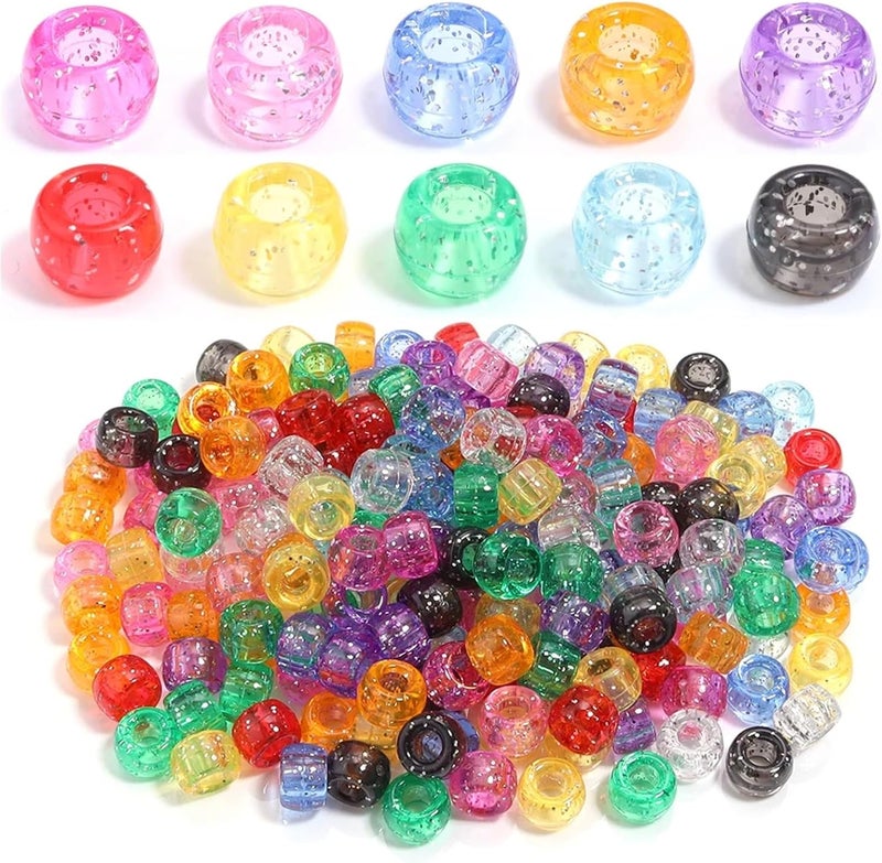 Pony Beads 2000pcs 6x9mm Colorful Fashion Big Hole Acrylic Beads DIY Bracelet Necklace for Hair Braiding, DIY Crafts, Kandi Jewelry, Key(Yellow) - Image 2
