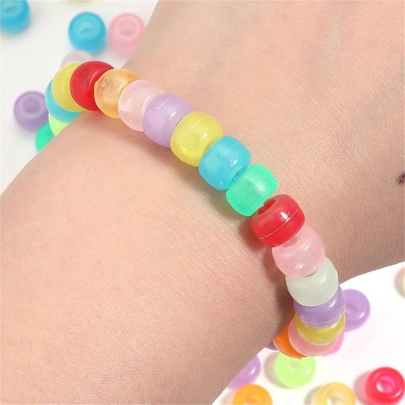 Pony Beads 2000pcs 6x9mm Colorful Fashion Big Hole Acrylic Beads DIY Bracelet Necklace for Hair Braiding, DIY Crafts, Kandi Jewelry, Key(Yellow) - Image 5