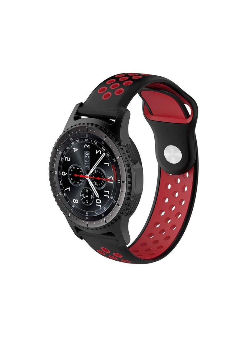 Replacement belt compatible for Gear S3 Frontier / Classic Watch Band 22mm, Soft Breathable Silicone Strap Replacement Watch Bands compatible for Samsung Gear S3 and Galaxy Watch 46mm,Black and Red  - Image 1