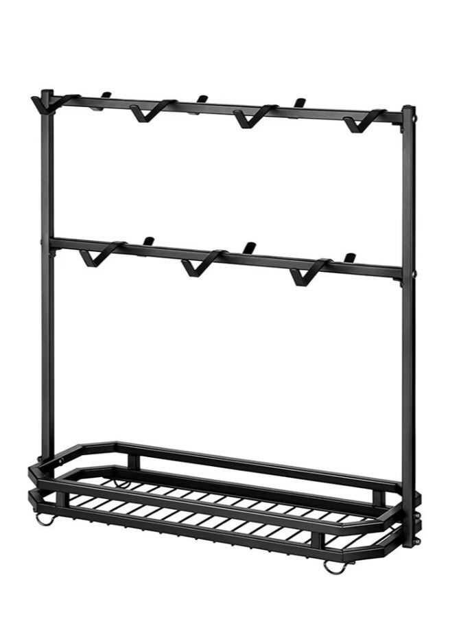 Arabest Coffee Mug Holder, 14 Capacity Coffee Cup Holder for Countertop, 2 Tier Mug Tree Rack With Storage Basket for Coffee Pod, K Cups, Sugar Bags, Black  - Image 2