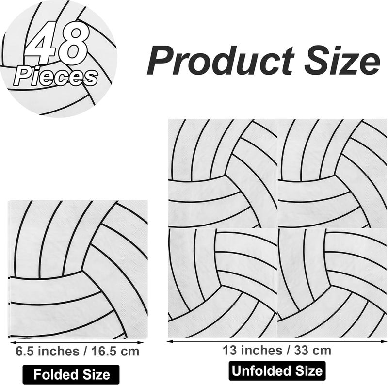 Aodaer 48 Pieces Volleyball Paper Napkins, Disposable Party Napkins, Cocktail Dinner Napkin Set, 13" x 13" Unfolded Volleyball Tableware Napkin for Volleyball Sports Party Supplies - Image 2